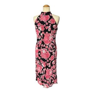 Vintage Eric Picone Cage Floral Midi Dress Pink Size 12